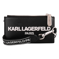 KARL LAGERFELD  白標字防刮PVC 附掛帶多卡夾/零錢包(黑)