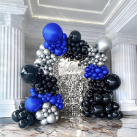 royal blue and black silver balloon garland arch kit 160+pcs for Wedding Birthday anniversary baby s