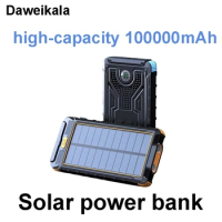New Portable Solar Power Bank 100000mAh Wireless External Battery Charging Powerbank strong LED Light for iphone Xiaomi Sumsung