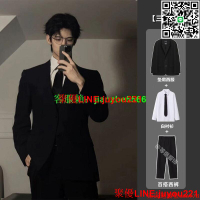 【免運】西裝 修身西裝 西裝外套 伴郎西裝 工作西裝 墊肩西服外套 男學院風春秋季 痞帥學生高級感小西裝DK制服套裝班服