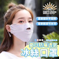 【EDISH】夏日防曬運動騎車開口露鼻薄款冰絲透氣口罩(超值4入)