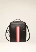 BALLY Bally Mackao Recycled Leather Cross-Body Bag In Black Red