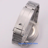 BLIGER 21.3MM Deployant Buckle Watch Strap Stainless Steel Band Bracelet Fit for 43mm Automatic Movement Men's Watch