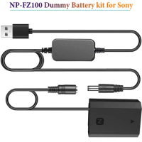 NP-FZ100 Dummy Battery DC Coupler + USB Adapter for Sony BC-QZ1 Battery Charger and Alpha A7 III, A7R III, A9, A9R, A9S Cameras