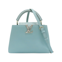 【二手名牌BRAND OFF】LOUIS VUITTON LV 路易威登 淺藍色 牛皮 鴕鳥皮 Capucines BB 兩用包 N84073