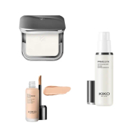 【KIKO MILANO】恆彩裸肌礦物蜜粉餅9.7g+完美無瑕粉底液25ml(蜜粉/蜜粉餅/粉底液/妝前乳/飾底乳/CC霜/定妝)