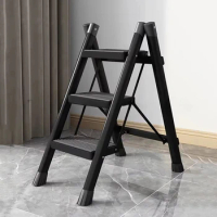 2/3 Steps Ladder Multipurpose Foldable Compact Stairs Platforms Metal Quick Step Stools Mini Black Small Home Furniture