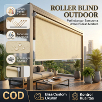 Tirai Teras Anti Panas Dan Hujan Blackout 60% Kain Upgraded Roller Blind Outdoors Tahan Angin Tirai 
