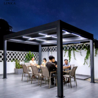 3m x 4m Terrace Luxury Garden Gazebo Patio Cover Roof Canopy Louver Roof Aluminum Pergola