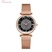 Kimio Fashion Women Watch Quartz Ladies Wristwatch Stainless Steel Mesh Belt Watch Luxury Rhinestone Waterproof Clock Gifts