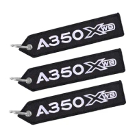 3 PCS Black AIRBUS A350 Keychain Double-sided Embroidery Aviation Key Ring Chain for Aviation Gift Strap Lanyard A350 Keychains