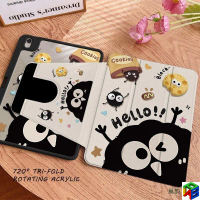 Cute cartoon coal balls 720° rotating Three folds ipad case Gen11 A16/2025 Air7 M3 Air6/5/4 M2 mini6