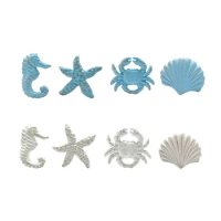 Mediterranean Blue/White Iron Knob Sea Horse/Crab/Shell/Starfish Handle Hook Cute Drawer/Cabinet Pull Bathroom/Kitchen/Kids Room