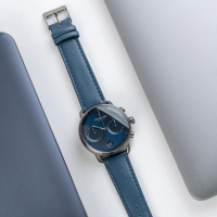 【Nordgreen】ND手錶 先鋒 Pioneer 42mm 深空灰殼×藍面 北歐藍純素皮革錶帶(PI42GMVENANA)