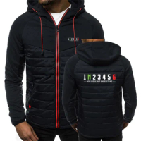 Men's Autumn And Winter Biker 1n23456 Motorcycle Popular Patchwork Seven-color Cotton-padded Jacket Hooded Coat Printing Clothes