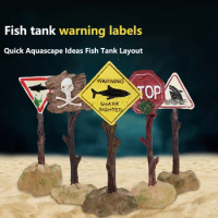 Creative Resin warning Signs Fish Tank Decoration Aquarium Signs CraftsAquarium Aquascape Decoration