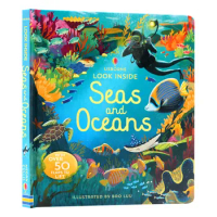 Usborne Look Inside Seas And Oceans, Children's books aged 3 4 5 6, English Popular science picture books, 9781474947060