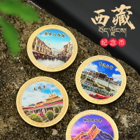 西藏自治區紀念幣旅游文創紀念品布達拉宮冰箱貼金屬大昭寺納木錯