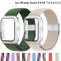 case+strap For Apple watch band 45mm 44 40mm 41 42mm 38mm Elastic Braided Solo Loop belt bracelet for iWatch Series 3 4 5 se 6 7