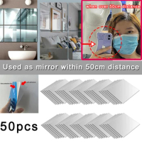 50Pcs in set 0.2mm thickness 15x15cm Mirror Tiles Wall Sticker Square Self Adhesive Stick On DIY Home Decoration