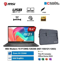 MSI Modern 15 F13MG 1263ID 9S7-15S121-1263 Core i5 1334U 8GB 512GB W11 OHS 2024 Platinum Gray