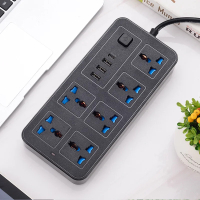 New power multi tap universal plug EU US UK outlet power strip with 1.8m extension cord ac type C US