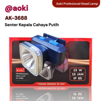 aoki senter kepala - cahaya putih - tahan hingga 15 jam - AK 3688L