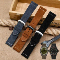 Onthelevel Cow Suede Leather Watchband 23mm Black Brown Gray Leather Strap With With Quick Release Bar For Mido Watch #D