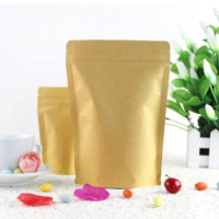 DHL 4.3''x7.3'' (11*18.5cm) Brown Kraft Paper Aluminum Foil Pouch Valve Ziplock Stand Up Packing Bags For Party Food Storage Bag