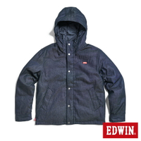 EDWIN 男款 刺繡 LOGO 休閒連帽厚羽絨外套 (原藍色)