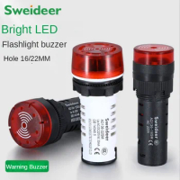 Led Indicator Light AD16-22DSM Warning Buzzer12v 24v 220v 380V Hole 22MM 16MM Alarm Light with Intermittent Sound