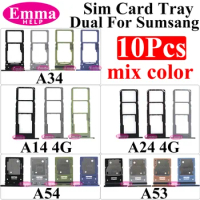 10Pcs Dual Card Phone Sim SD Card Tray For Samsung Galaxy A14 A24 A34 A54 A13 A23 A33 A53 A73 Sim Card Holder Adapter Drawer