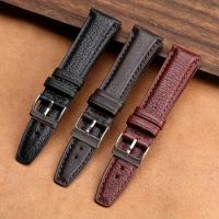 Hand sewn genuine leather watch strap top layer of goat leather 20mm 21mm 22mm 24mm men's fashionable watch band brown red black