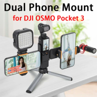 Dual Phone Holder For Osmo Pocket 3 Expansion Bracket 2 in 1 Foldable Camera Adapter Protective Case For DJI Pocket 3 Accessory