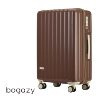 (5/20一日價)Bogazy 雅典美爵 26吋鏡面光感海關鎖可加大行李箱(巧克力)