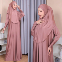 Mecca Abaya Jersey Premium Set β Hijab Gamis Umroh & Daily Wear Busui & Wudhu Friendly | FREE Hijab