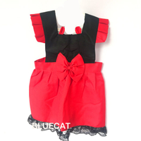 黑紅小耳朵蕾絲公主 兒童圍裙【BlueCat】【JI2388】