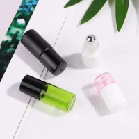30pcs 1ml 2ml 3ml Mix Color Roll glass On Roller Bottle with Stainless Steel for Essential Oils Refillable Perfume Bottle Jars