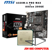 AMD Athlon 200GE CPU + MSI A320M-A PRO MAX Motherboard Suit Socket AM4 CPU and Motherbaord Suit All new / no fan