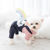 Pet dog clothes winter pet small dog thin clothes suspenders pants and four legged clothes suitable for teddy bear