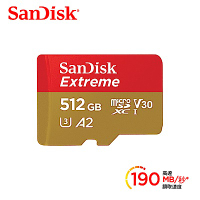 SanDisk Extreme microSDXC UHS-I(V30)(A2) 512GB 記憶卡(公司貨)