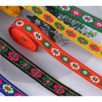 5 yards 12mm Daisy Embroidery Jacquard Ribbon for Diy Craft Headwear Curtain Garment Bag Sewing Trims Accessories Materials