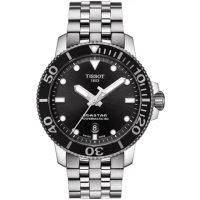 【TISSOT天梭 官方授權】官方授權 SEASTAR 1000 海星潛水 陶瓷框機械錶錶(T1204071105100)