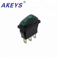 10PCS KCD3-101FS-N 3 pins 2 Position Waterproof ON-OFF rocker switch with Green light