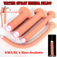 Long Hollow Realistic Bathroom Penis Water Spray Dildo Anal Enema SexToy For Men Women Adult Realistic Sucker Masturbators Dildo