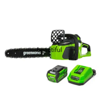 Greenworks 40V 16" Cordless Brushless Chainsaw with 4.0 Ah Battery and Charger 20312 Garden Tools Tiller Cultivator Machine