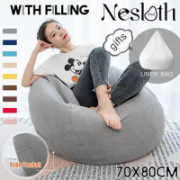 Washable Linen Bean Bag Chair with Filling Stuffed Pouf Ottoman Beanbag Sofa EPS Material Bed Puff Relax Lounge Furniture