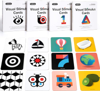 beiens High Contrast Baby Flashcard 80 Pcs 160 Page Black White Colorful Visual Stimulation Learning