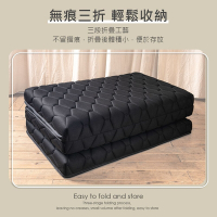 【obis】鑽黑折折Oreo超舒適極厚泡棉奈米石墨烯折疊床墊(單人3×6.2尺雙層複合EPE環保材質三折好收納)