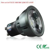 New arrivel GU10 COB dimmable 6W 9W 12W 85~265V GU10 LED Bulbs Spotlight spot light led Lamp Lampada CE/RoHS Warm/Cool White